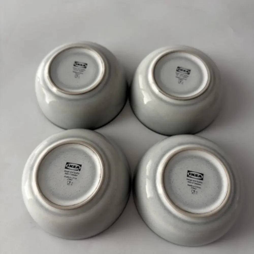 Set of 4 IKEA Gladelig Bowls Salad Cereal MCM Speckled Brown Trim